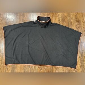 Tuckernuck Piper Poncho Women One Size Black Leather Trim Funnel Neck City